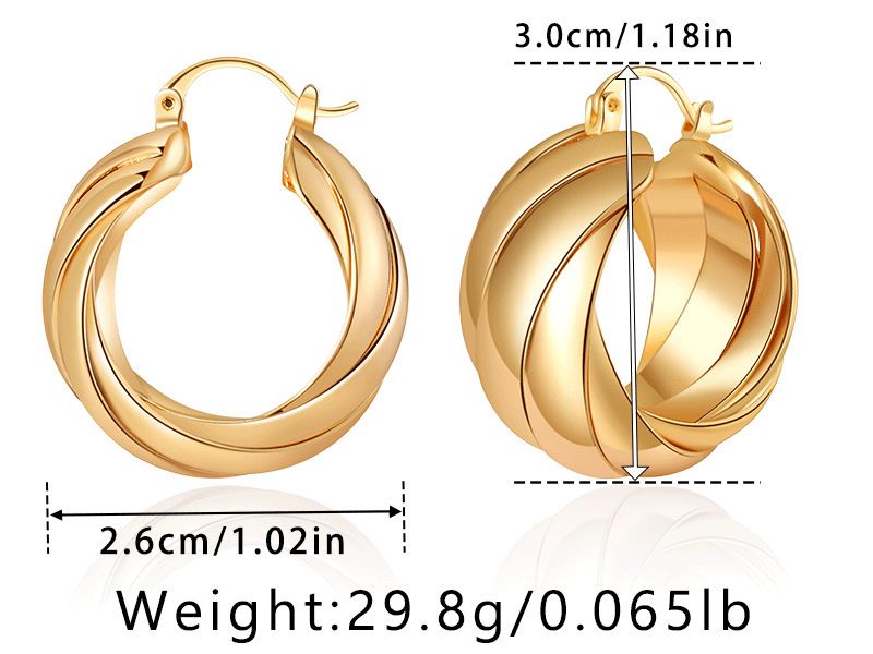 Orecchini da donna classici con design circolare multistrato, placcati in rame K, stile freddo, semplici orecchini INS in oro vero_voghion.com