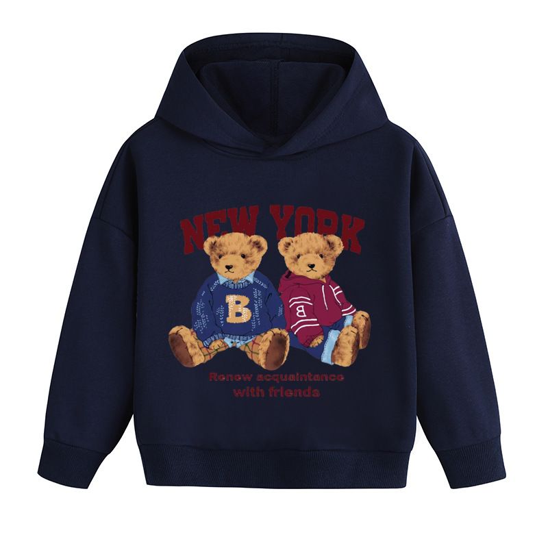 2025 Spring And Autumn New Children's Clothing Round Neck Pure Cotton Terry Heat Transfer Fashionable Stylish Hooded_voghion.com