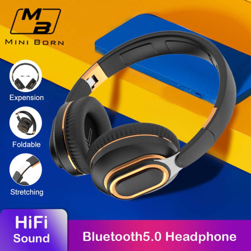 Mini Born-hoofdtelefoon Multifunctionele intrekbare opvouwbare hoofdtelefoon met insteekkaart Stereo HIFI Bass-oortelefoon Bluetooth 5.0 Handsfree hoofdtelefoon met microfoon_voghion.com