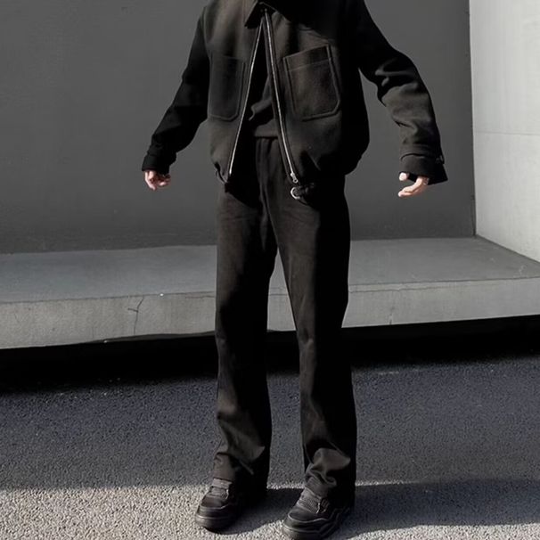 Herrkläder Fritidsbyxor Herr Ungdomsbyxor vida ben All Match Trendiga lösa raka långa byxor_voghion.com