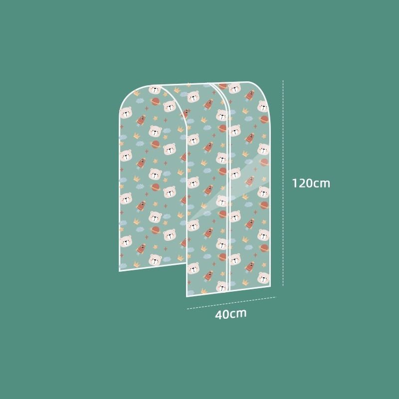 PEVA Clothes Dust Cover Printed Space Bear Transparent Floor Standing Clothing Dust Cover Home Outdoor Waterproof And Dustproof_voghion.com