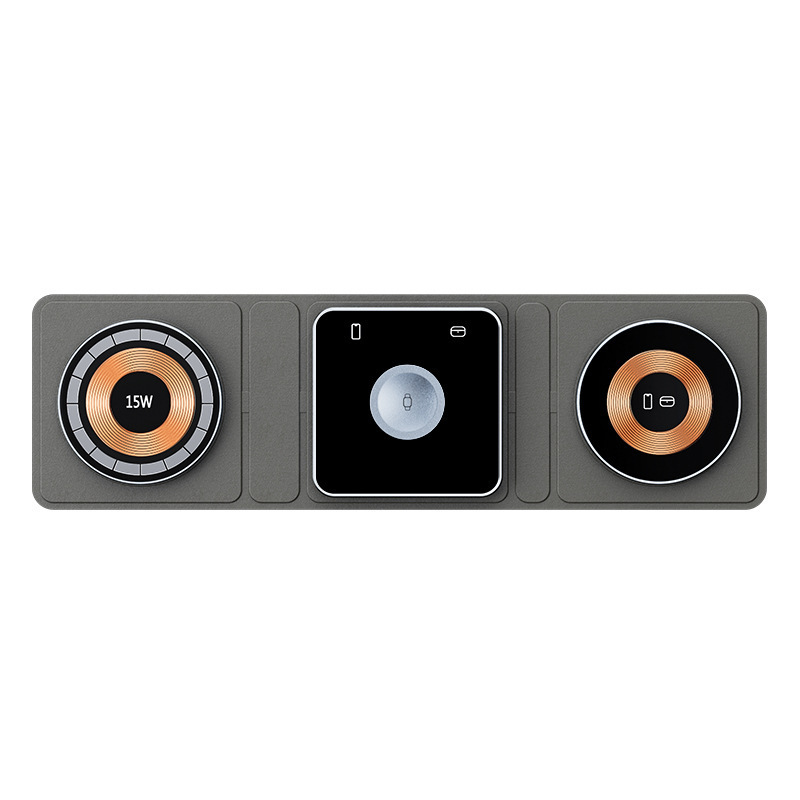 Caricabatterie wireless tre in uno con tessuto pieghevole trasparente, ventosa magnetica portatile, adatto per_voghion.com