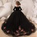 Mädchen Neue Trailing Leistung Abendkleid Süße Stickerei Host Klavier Prüfung Graduierung Prinzessin Kleid Schwarz_voghion.com