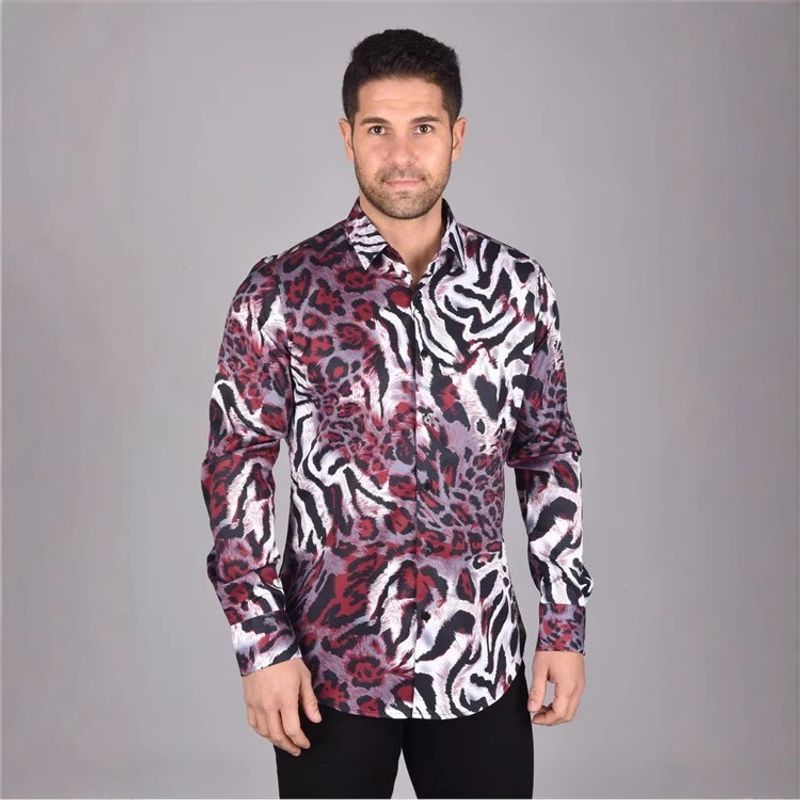 Herrenbekleidung Neues Herrenhemd Western Retro Casual Thin Youth Top 3D-Druck Herrenhemd Langarm_voghion.com