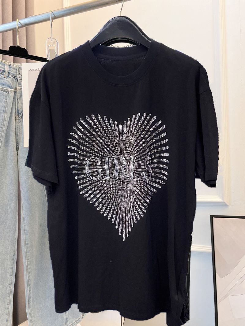 Frauen trend marke heißer diamant kurzarm T-shirt damen sommer lose große größe temperament casual top_voghion.com