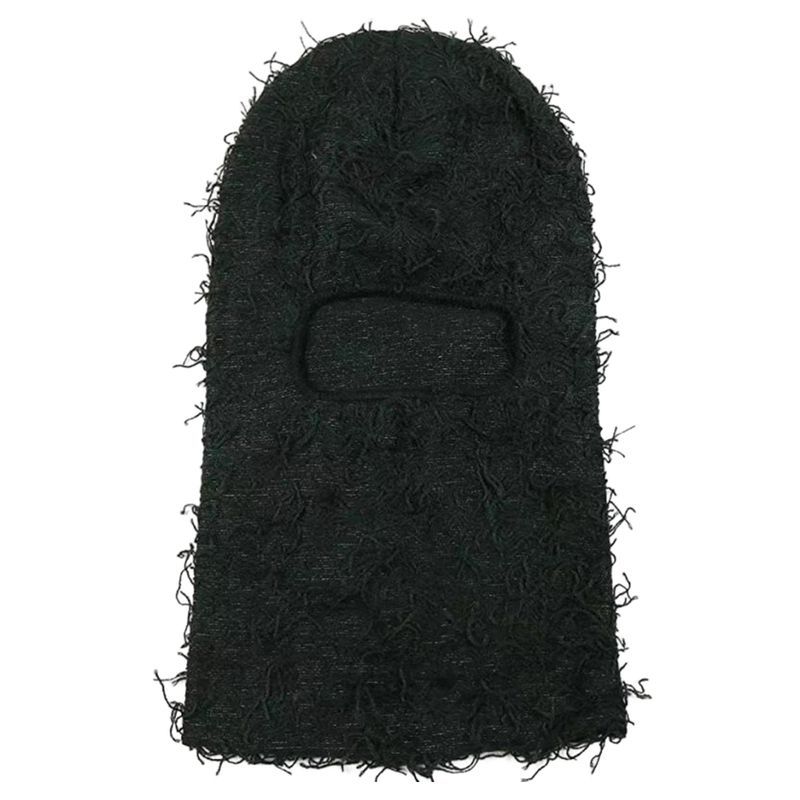 Distressed Trikotāžas pilna sejas spīdīga maska ​​maskēšanās adīt izplūdušo slēpošanas balaclava_voghion.com