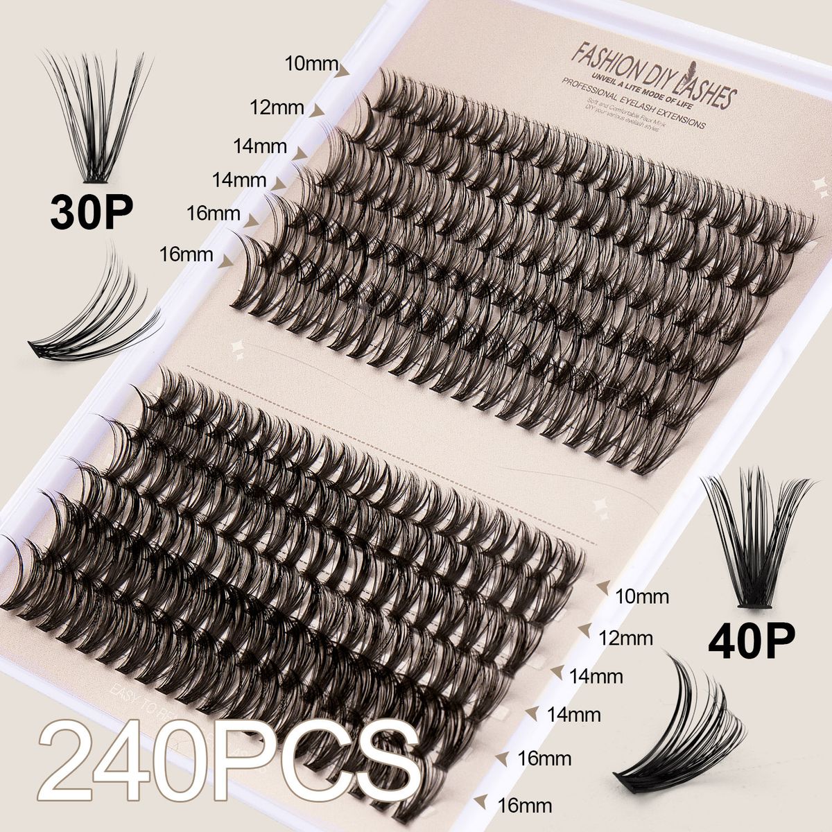 Rzęsy DIY Klastry Segmentowane Sztuczne Rzęsy Pojedyncze Klastry Naturalne 30P/40P Skręt Dla Uroczego Makijażu Oczu_voghion.com