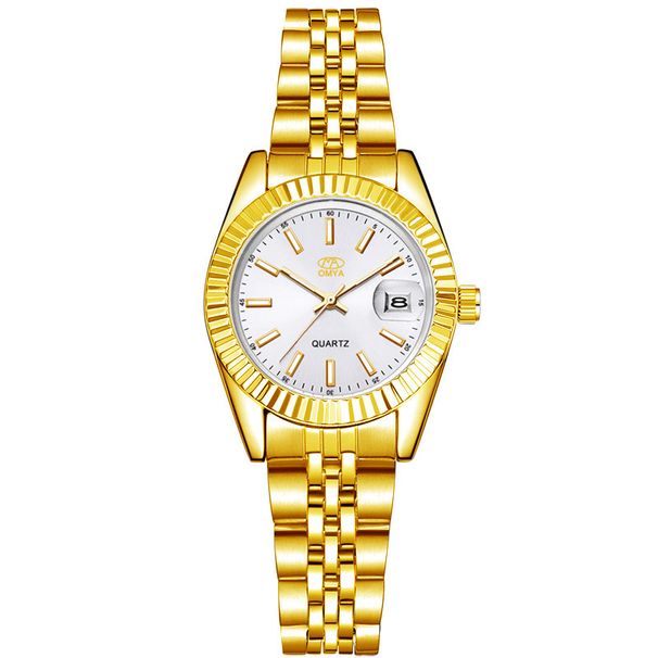 Μοντέρνο αδιάβροχο γυναικείο λουράκι ρολογιών γυναικών χαλαζία χρυσό ρολόι_voghion.com