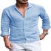 Herren Button-Down Retro Casual Langarm Weitwinkel Revers dünnes einfarbiges Hemd Herren einfaches Hemd_voghion.com