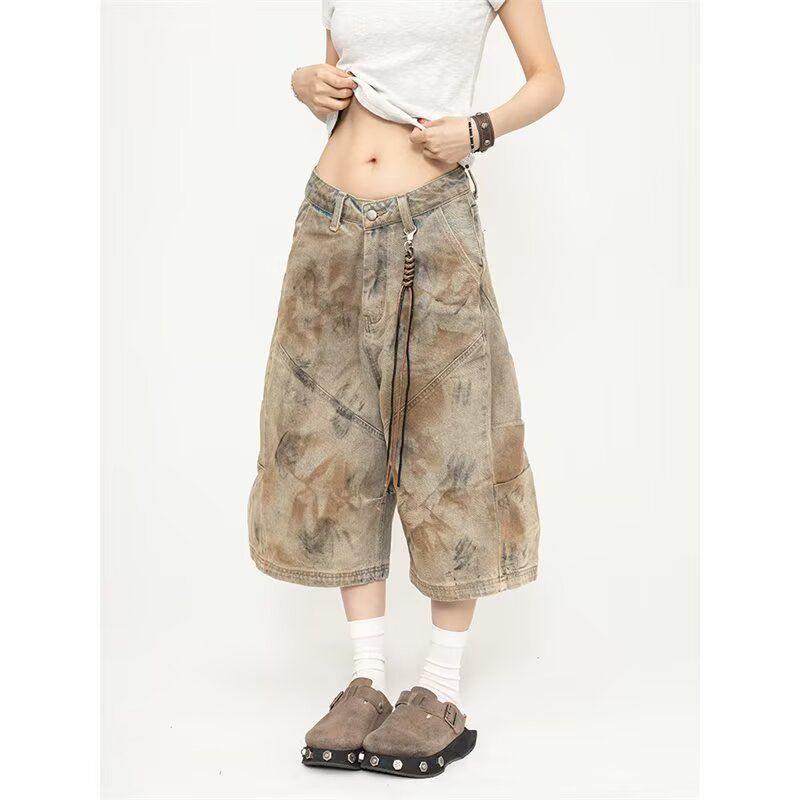 Jeans mimetici estivi americani da uomo, alla moda, estivi, di marca Ruffian Handsome Tooling Shorts, pantaloni da strada di media lunghezza a cinque punti_voghion.com