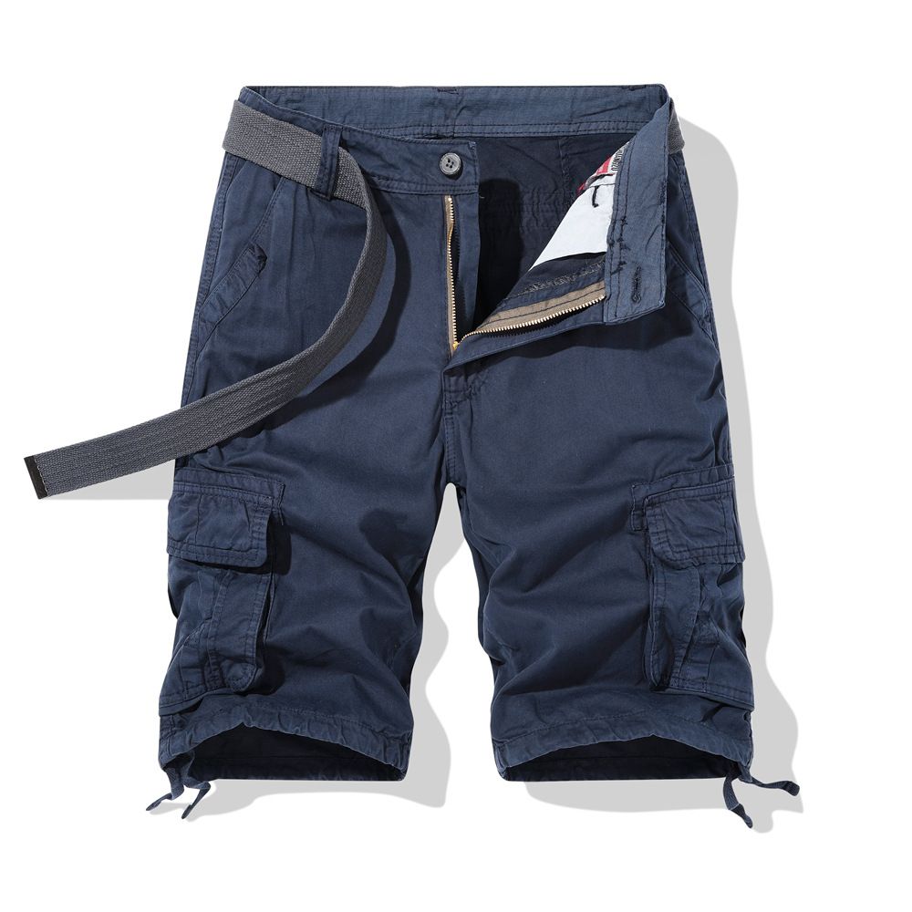 Sommer Neue Casual-Work-Shorts für Herren, Strandhosen aus reiner Baumwolle für Jugendliche, lockere Multi-Bag-Hosen_voghion.com