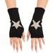 Cute Five-Pointed Star Black For Men And Women Winter Student Writing Simple Knitted Fingerless Warm Gloves Cross-Border_voghion.com