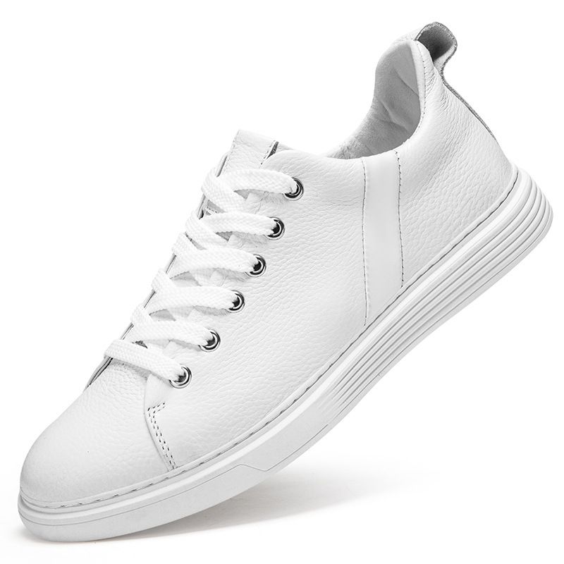 Große Herren-Schuhe aus hochwertigem Rindsleder, weiße Überschuhe, Freizeit-Sportschuhe_voghion.com