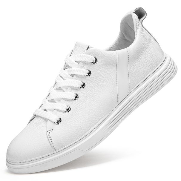 Große Herren-Schuhe aus hochwertigem Rindsleder, weiße Überschuhe, Freizeit-Sportschuhe_voghion.com