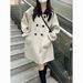 2024 medium to long Korean contrasting new coat, women's woolen cloth, Hepburn style double breasted splicing, autumn_voghion.com