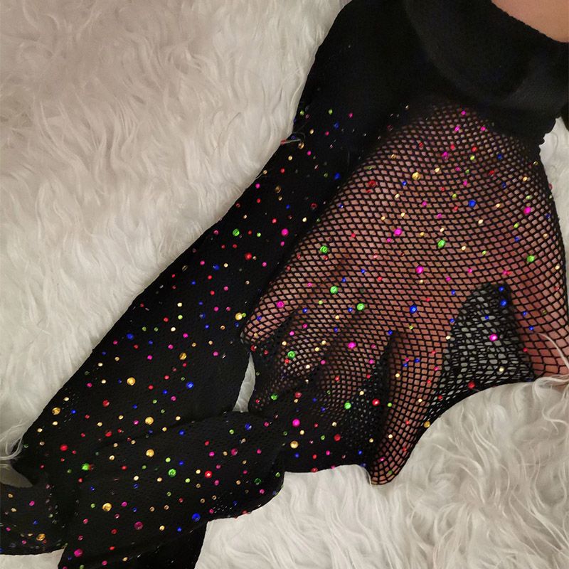 Collants d'été en résille et diamants pour femmes, Sexy, mode, filet brillant, Ti, Slim, strass, maille, bas en Nylon, 2022_voghion.com