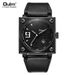 Men's Stylish Square Leather Strap Quartz Watch With Date And Week Display - Japanese PC32 Movement, Mineral Crystal, Stainless Steel Buckle_voghion.com