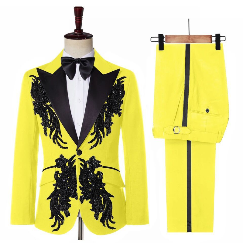 Performance host bar dress, three-dimensional double-sided floral and diamond inlaid suit, two-piece set_voghion.com
