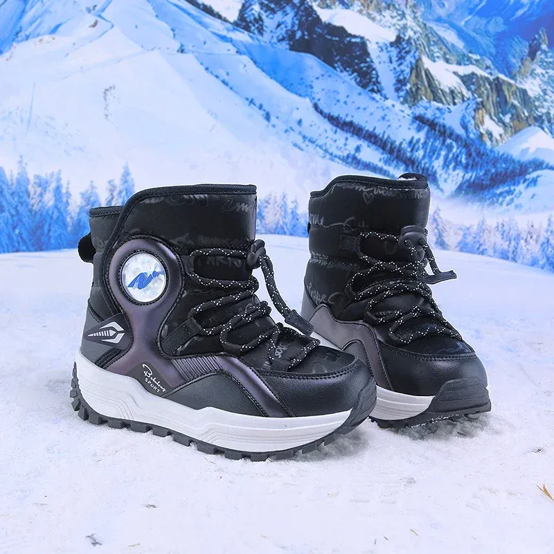 Children's Snow Boots Thickened Veet Boys and Girls Outdoor Non-slip Steel Claw Hiking Waterproof Child Casual Warm Boot_voghion.com