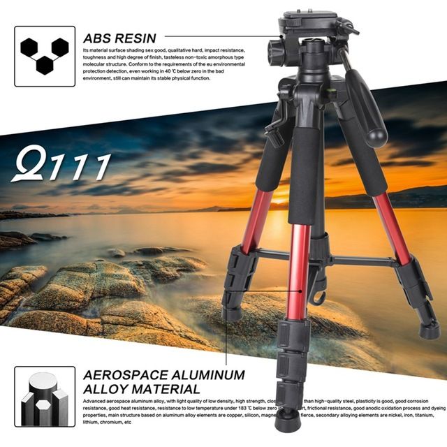 ZOMEI Q111 Professional Portable Travel Aluminum Camera Tripod&Pan Head For SLR DSLR Digital Camera Three Color_voghion.com
