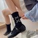 mouth Lace Women's Spring And Summer Thin Sweet Blue Bow JK Short Socks_voghion.com
