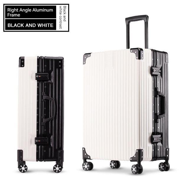 2024 Yeni Çekme Çubuğu Kutusu Evrensel Tekerlek 24 İnç Bavul Erkek Alüminyum Çerçeve Bavul Kadın 26 Retro Biniş Kutusu_voghion.com