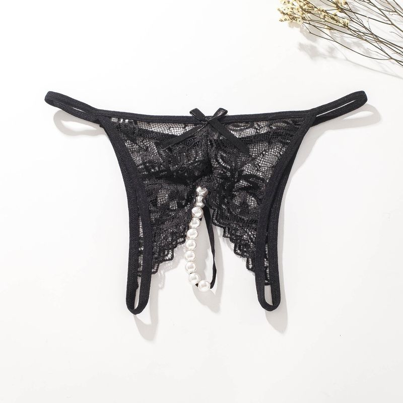 Mutandine esotiche con perizoma trasparente in pizzo con apertura sul cavallo sexy femminile con massaggio con perle calde_voghion.com