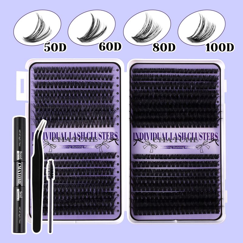 New 640 9-16mm Single Cluster False White Box Natural Dense DIY Segmented D-Curve Eyelashes_voghion.com