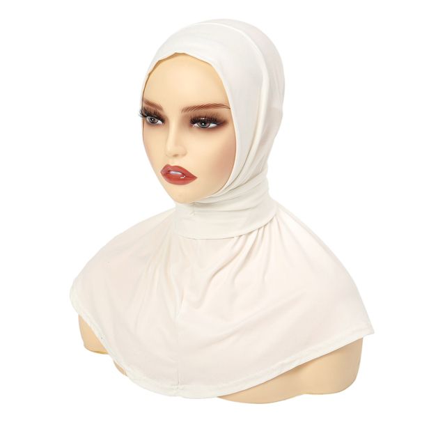 Hijab tinta unita per donna, hijab malese transfrontaliero, cappello hijab con due bottoni annodati_voghion.com
