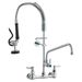 VEVOR Commercial Faucet With Pre-Rinse Sprayer, 25" Height, 8" Center, 12" Swing Spout, Wall Mount Kitchen Sink Faucet, Brass Constructed Device With Pull Down Spray, For 1/2/3 Compartment Sink_voghion.com