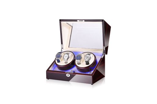 Home & Garden Automatic Mechanical Watch Winder 4+0 With Atmosphere Light And Lock Electric Rotating Watch Winder High End Storage Gift Box_voghion.com