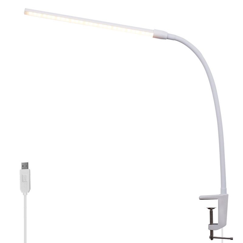 Schreibtischlampe LED Klemmbar - 5W Weiß Tageslichtlampe Mit 3 Farbtemperatur Und 5 Helligkeitsstufen Mit USB Arbeitsplatzleuchte Klemmlampe Für Büro_voghion.com