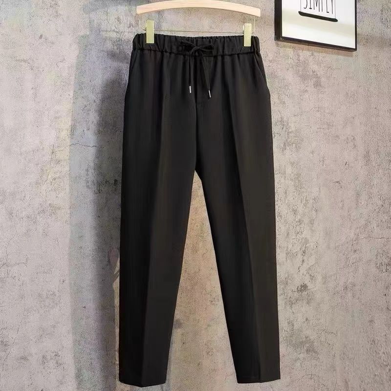 Moška oblačila Niche Fashion All Match Drape ravne hlače Moške preproste enobarvne trendovske hlače z vrvico za hitro ulico z devetimi točkami_voghion.com