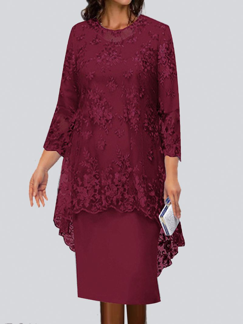 Rochie nouă de seară pentru femei, mărime plus, cu dantelă brodată, set din două piese, fustă slim pentru naveta, temperament_voghion.com