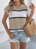 2025 Spring And Summer Contrast Color Striped Casual Loose Knitted Sweater Vacation Top Women's Clothing_voghion.com