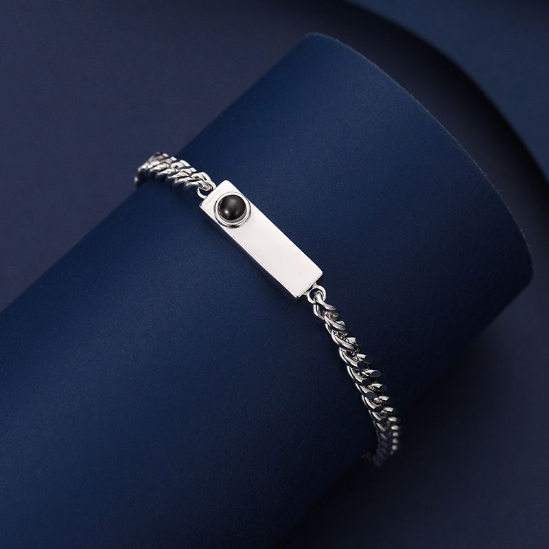 Men's Cuban Chain One Hundred Languages I Love You Projection Photo Custom Couple Bracelet_voghion.com