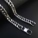 Hip Hop Stainless Titanium Steel Cuban Double Buckle Polished Chain Trendy Men's Necklace_voghion.com
