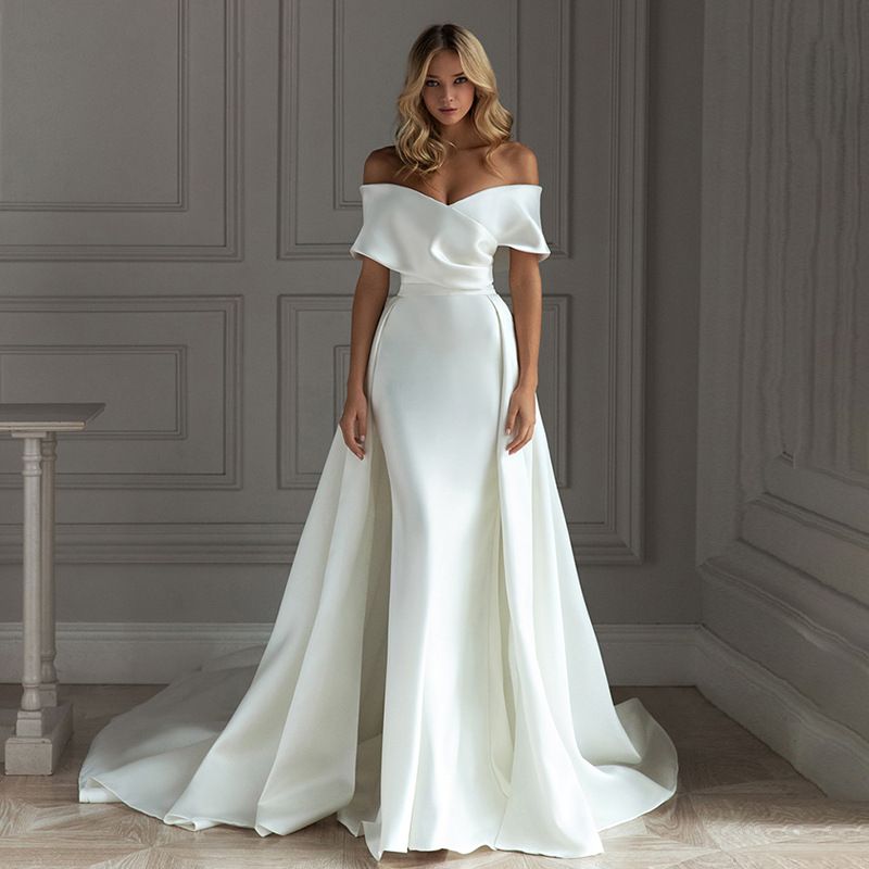 Women's Clothing New One Shoulder Trailing Temperament Simple Main Wedding Dress_voghion.com