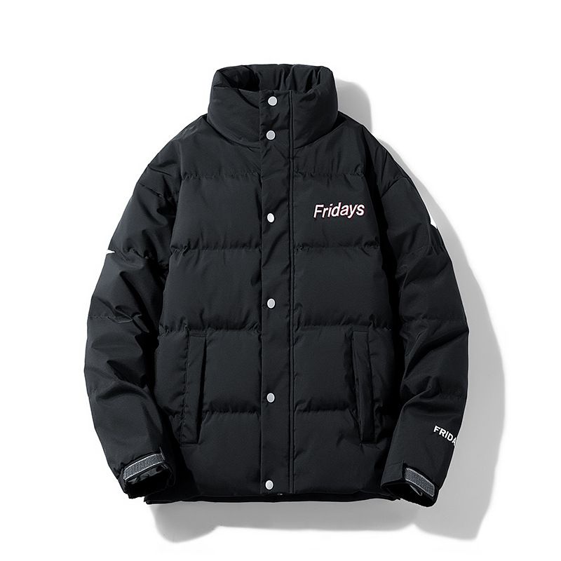 Herrenbekleidung Weiße Entenseide Baumwolljacke Herren Winter neuer Stil Stehkragen dicker warmer Kurzmantel weiß schlichte All-Match-Pufferjacke_voghion.com