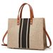 Ldies' Briefcase Professional Stripes Simple Shoulder Large Bag Large Capacity Canvas Bag_voghion.com