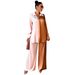 Ensemble deux pièces décontracté pour femmes, couleur contrastée, visage brillant, pantalon ample à manches longues_voghion.com