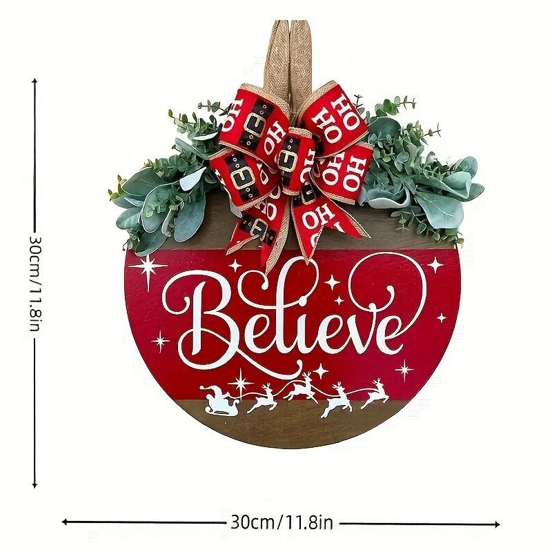 Χριστουγεννιάτικη ξύλινη πινακίδα με κρεμαστό κόσμημα, αυλή, πύλη, φόντο, διακόσμηση τοίχου, παράθυρο, κρεμαστό, νέο στεφάνι διακοπών_voghion.com