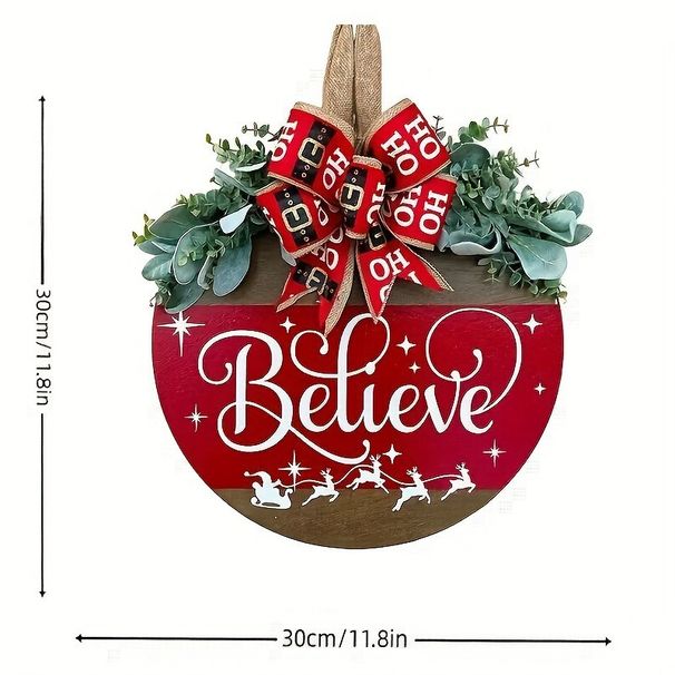 Χριστουγεννιάτικη ξύλινη πινακίδα με κρεμαστό κόσμημα, αυλή, πύλη, φόντο, διακόσμηση τοίχου, παράθυρο, κρεμαστό, νέο στεφάνι διακοπών_voghion.com