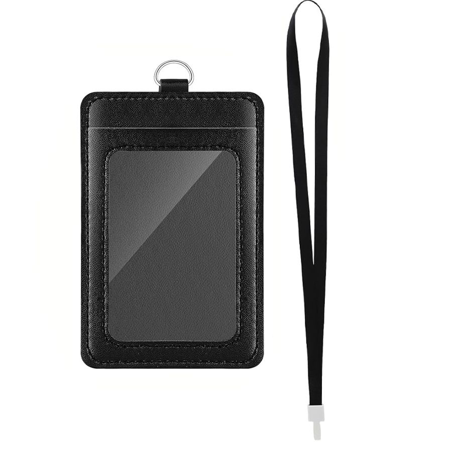 Porta tessere identificative in PU, porta tessere di accesso, porta tessere identificative, 1,5 ganci in plastica, cordino, porta tessere pasto_voghion.com