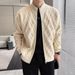 Autumn And Winter Stand-up Collar Zipper Knitted Cardigan Large Size Loose Solid Color Thickened Sweater Jacket Boys Trend_voghion.com