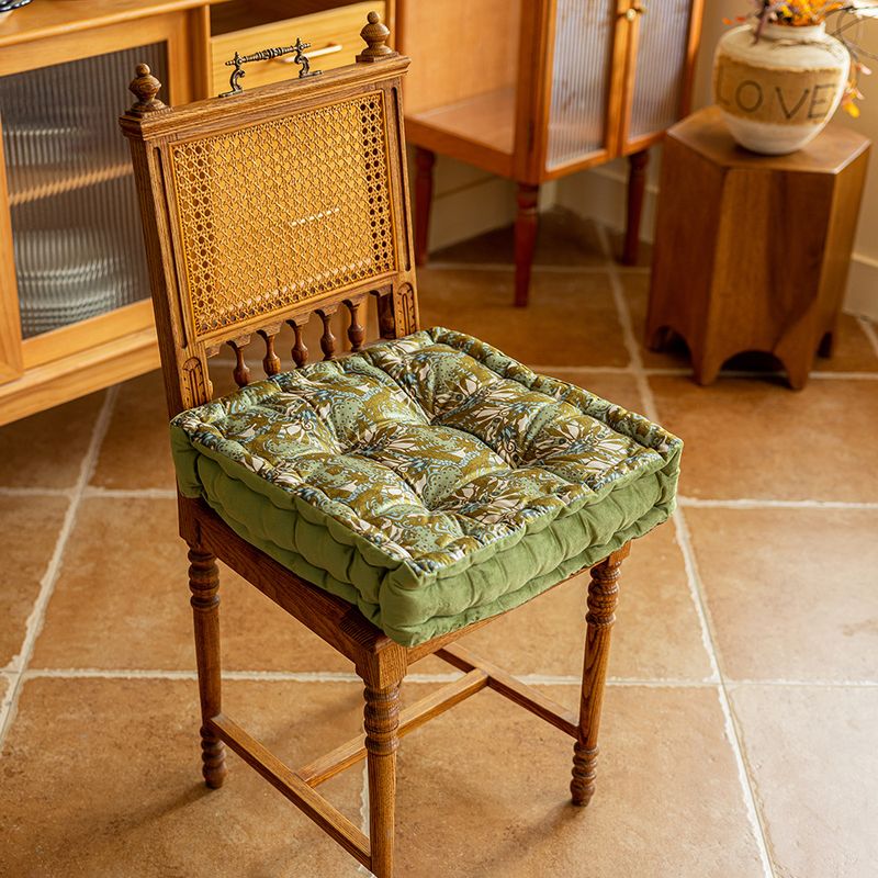 Modern Geometric Seat Cushion – Thickened PP Cotton Dining Chair Pad (40x40cm, Non-Slip Base, Abstract Design, Green/Iris Pattern)​_voghion.com