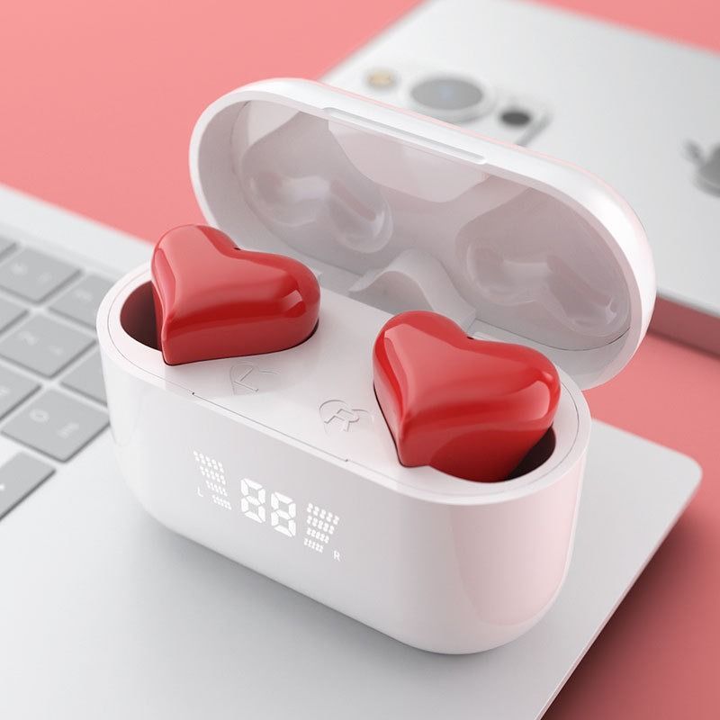 Digital Heart Headset Heart Shaped Bluetooth Headset Call Noise Canceling Headset_voghion.com