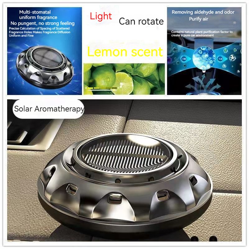 Car mounted aromatherapy solar energy rotating car perfume odor removal seat type durable fragrance decoration high-end_voghion.com