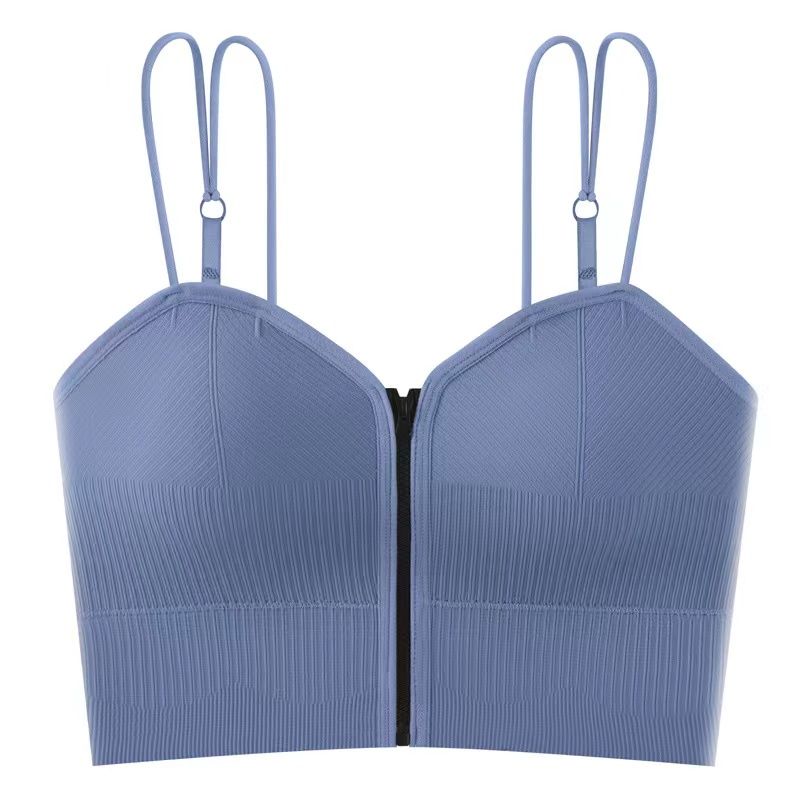 Ζώνη ομορφιάς για άσκηση πλάτης με φυσαλίδες, λαιμόκοψη V με φερμουάρ και διπλό λουράκι ώμου_voghion.com