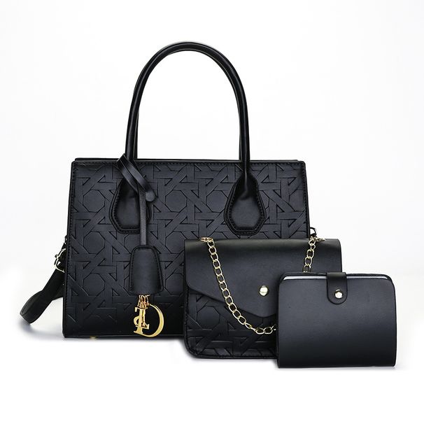 Stylish Felt Shoulder Bag Set - Vintage-Inspired Two-Piece Handbag With Embossed Design, Medium Size, Zipper Closure, Perfect For Daily Outfits_voghion.com